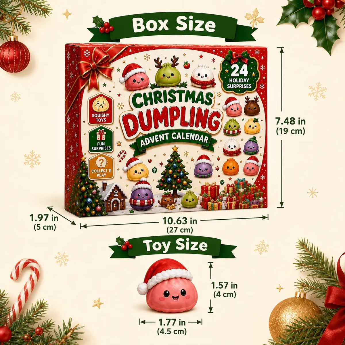 ๐ 2026 Christmas Advent Calendar: Mini Dumpling Squishies, 24 Days of Squishy Stress Relief ๐ฅโจ