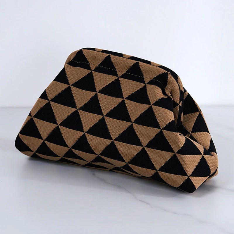Women's Striped/diamond Dot Cloud Handbag, Clip-Top Crossbody Bag