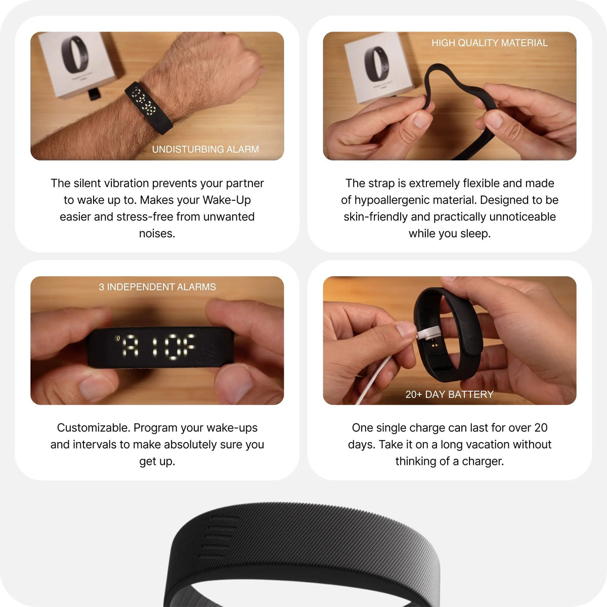 Onyx Silent Vibration Alarm Clock for Heavy Sleepers