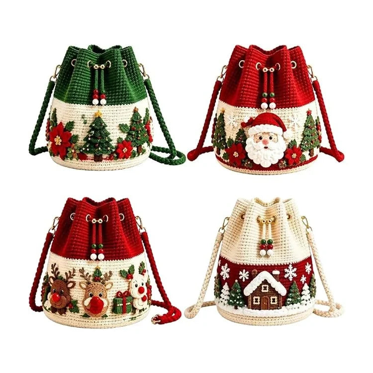 ๐3D Christmas Crochet Bucket Bag