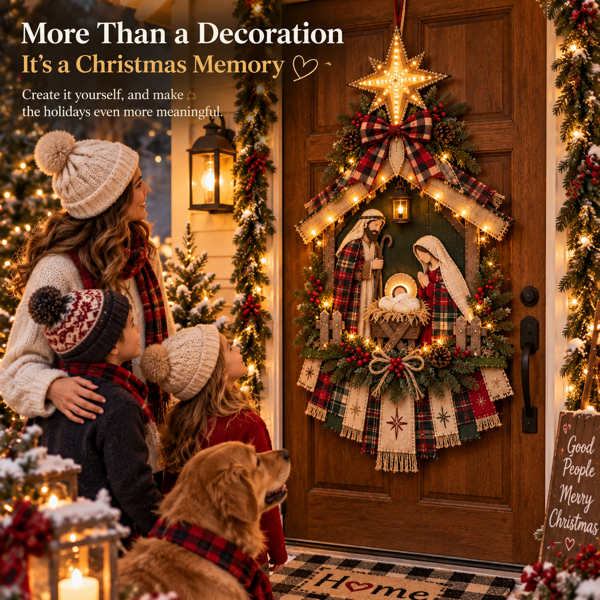 โณ Last Day 50% OFF โ DIY Lighted Christmas Nativity Scene Door Hanging Kit ๐