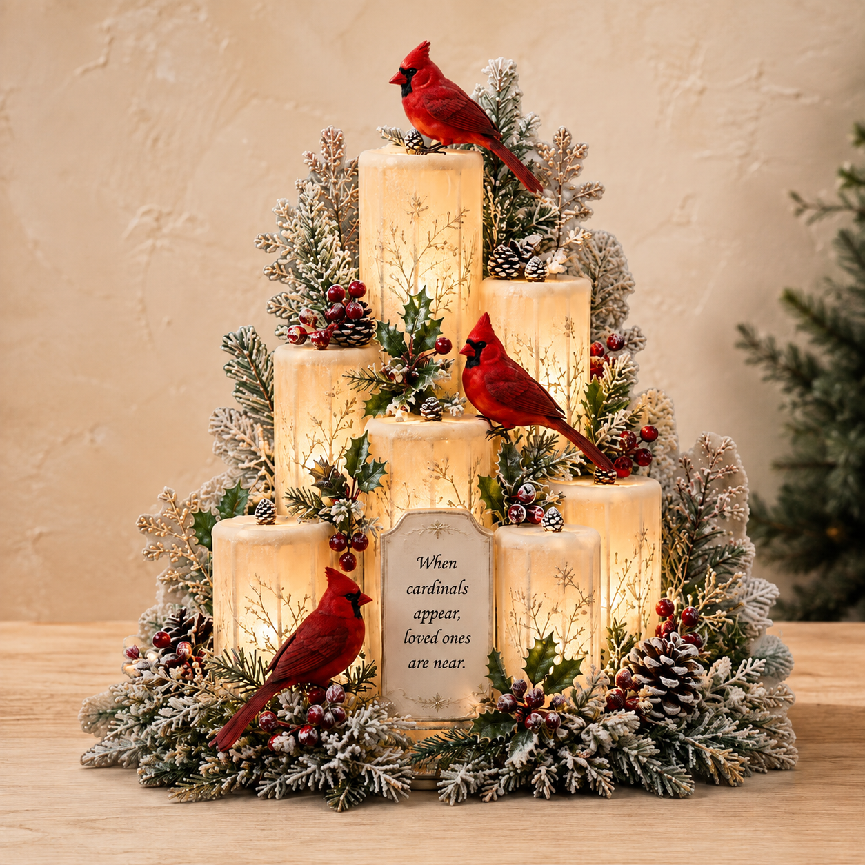 Cardinal Memorial LED Candle Centerpiece