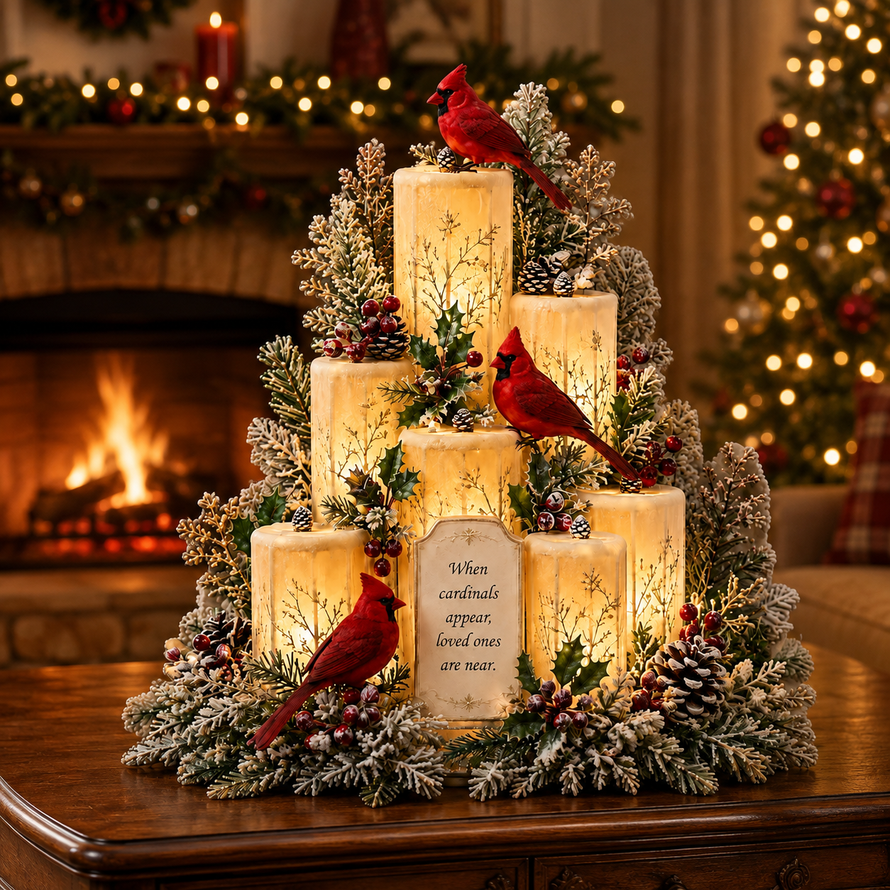 Cardinal Memorial LED Candle Centerpiece
