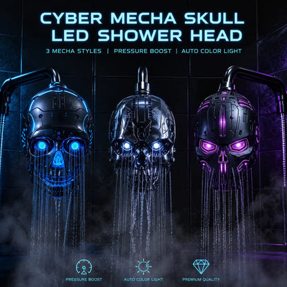 Cyber Mecha Skull Color Changing LED Shower Head