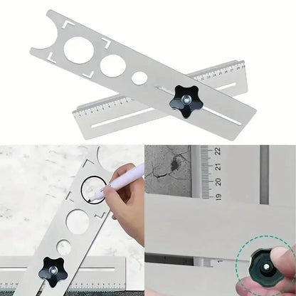 Stainless Steel Tile Drilling Locator Tool, Precision Durable Adjustable Hand-Held Positioning Jig