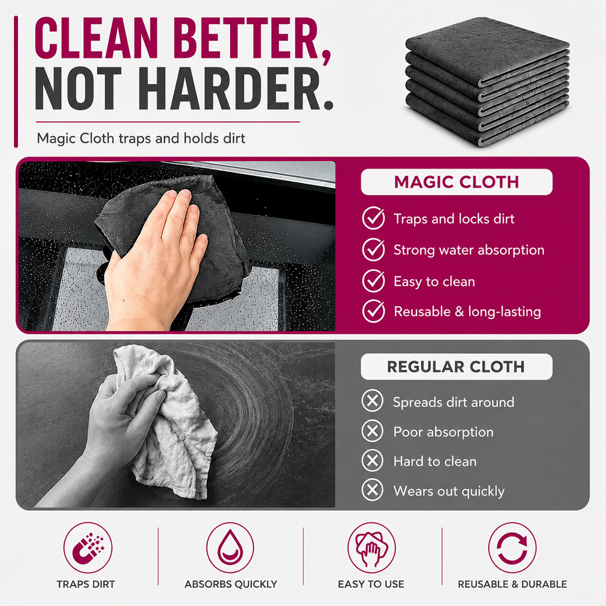 Magic Microfiber Cleaning Cloth (5-Pack)