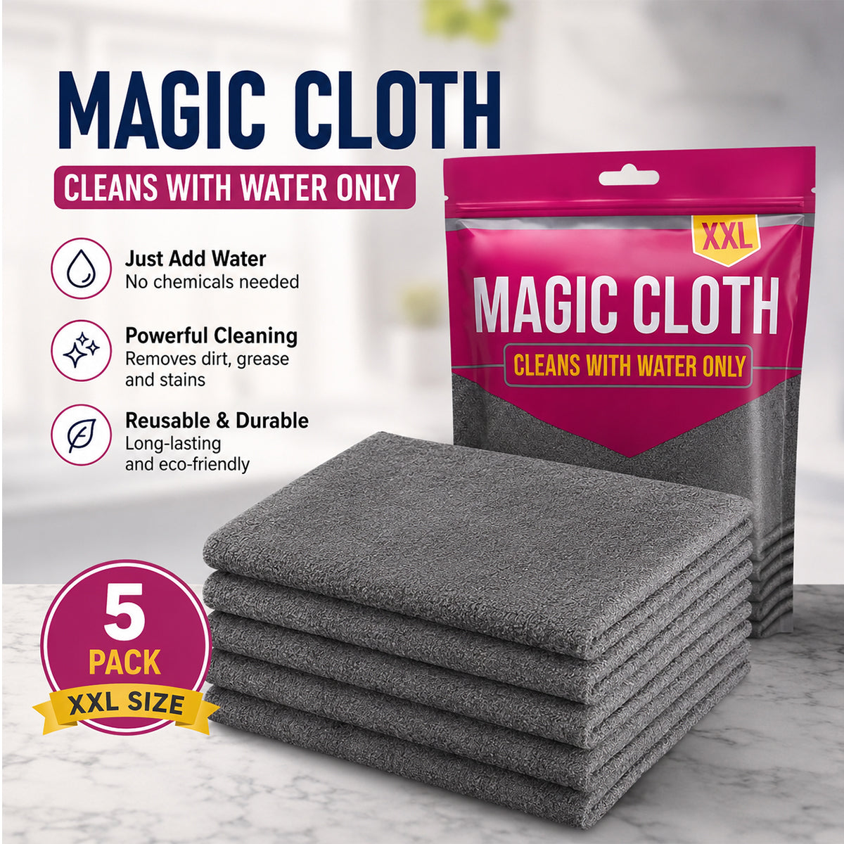 Magic Microfiber Cleaning Cloth (5-Pack)🔥