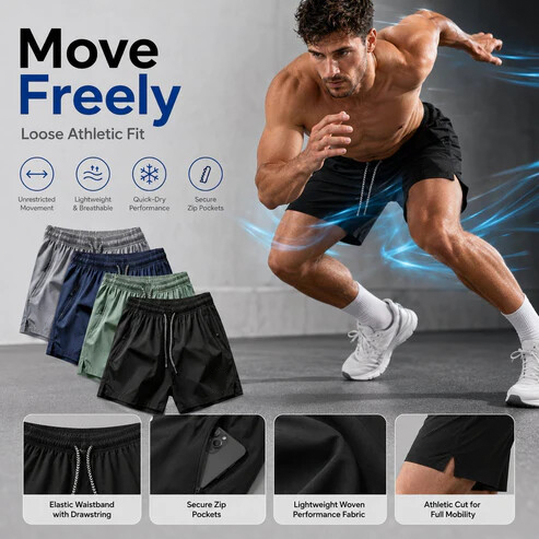 ❄️ Ice Silk Quick-Dry Athletic Gym Shorts 4-Piece Pack – Unrestricted Breathable Comfort
