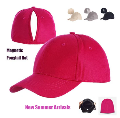 Women's Solid Baseball Cap Set with Magnetic Closure, Stylish & Practical for Ponytail, Perfect for Running, Workouts & Outdoor Activities, Ideal Gift.Black Friday.Christmas gift