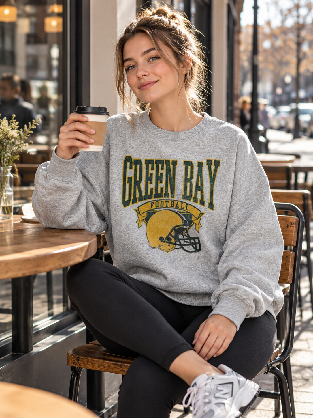Vintage Football Fleece Sweatshirt Hometown Team Sublimation Print Long Sleeve
