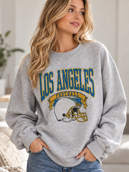 Vintage Football Fleece Sweatshirt Hometown Team Sublimation Print Long Sleeve