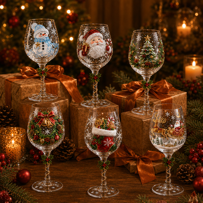 🔥🎁Christmas 3D Wine Glass Collection Gift Box Set✨