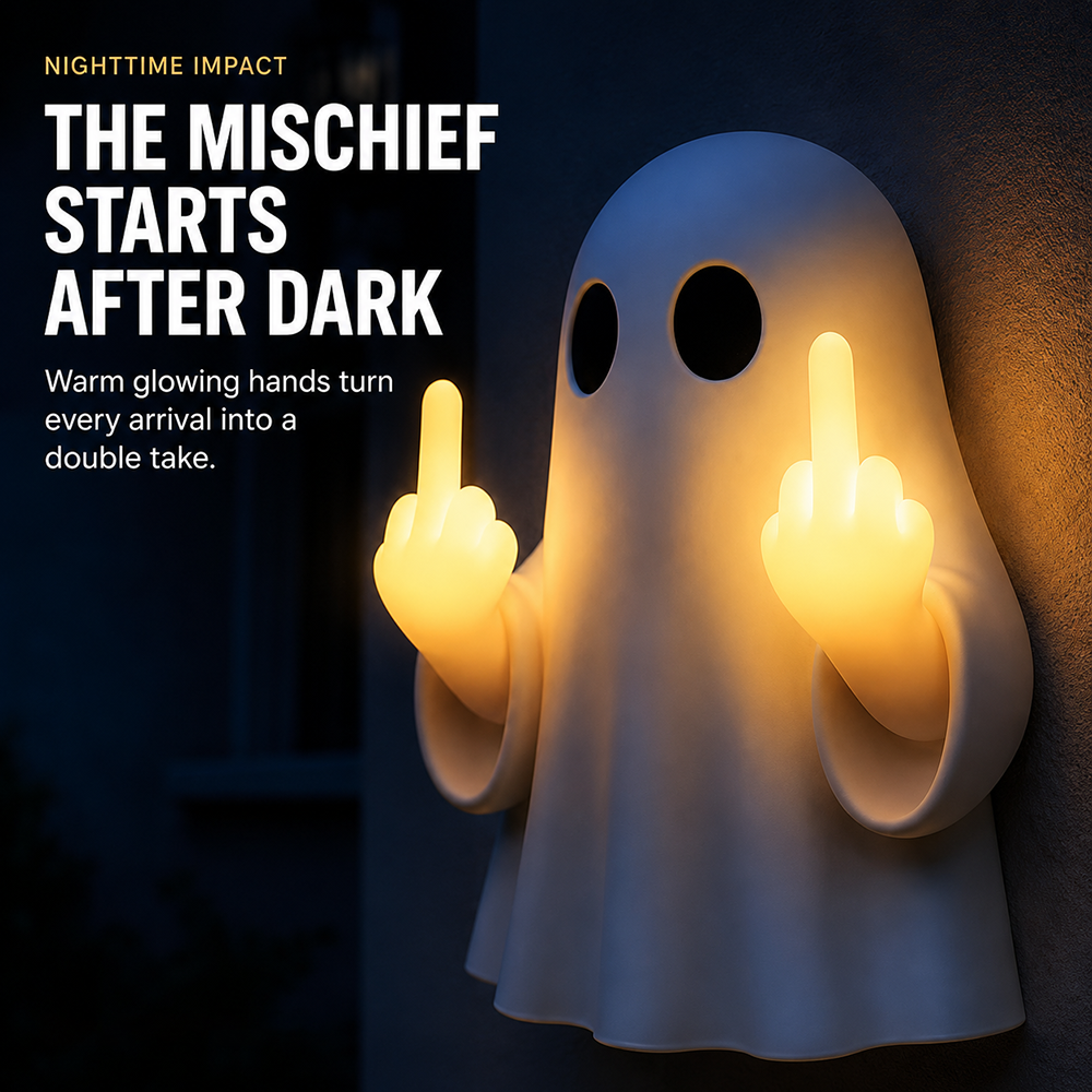 👻 Light-Up Rude Ghost Wall Decor – Funny Halloween Porch Decoration