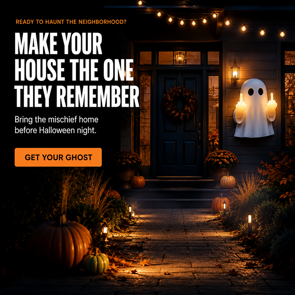👻 Light-Up Rude Ghost Wall Decor – Funny Halloween Porch Decoration