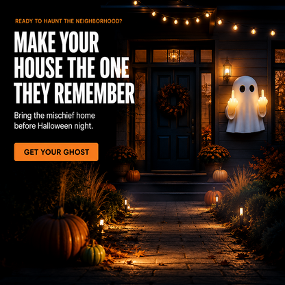👻 Light-Up Rude Ghost Wall Decor – Funny Halloween Porch Decoration