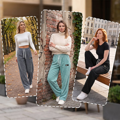 Women's Drawstring Corduroy Pants Straight Leg Casual All Season