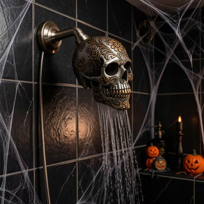 Ornate Engraved Skull High Pressure Shower Head