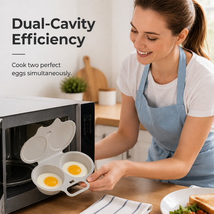 🥳2026 HOT SALE🥳💞50K+ SOLD! 🥗🎁 50% OFF! Microwave Egg Poacher——Dual‑cavity, non‑stick & easy clean. Healthier than frying – stock up & save! 🏠✅✨
