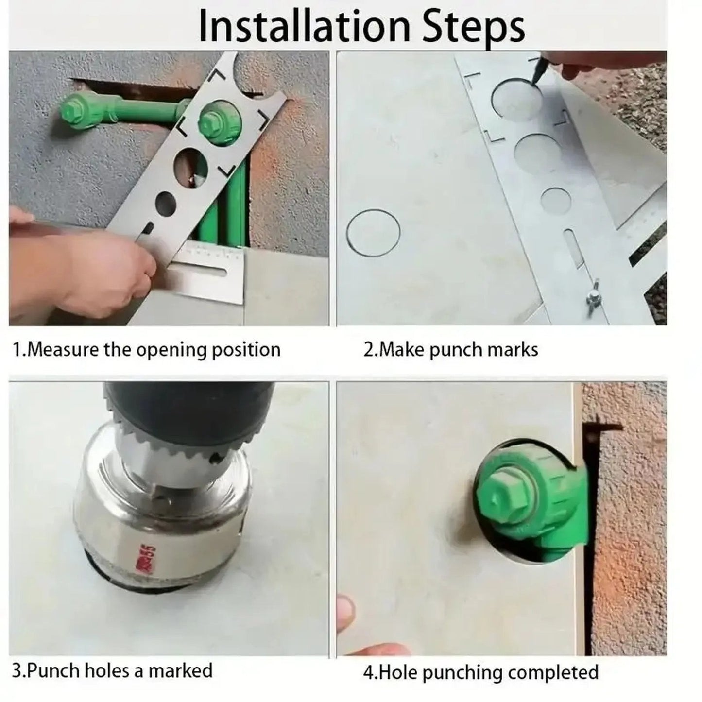 Stainless Steel Tile Drilling Locator Tool, Precision Durable Adjustable Hand-Held Positioning Jig
