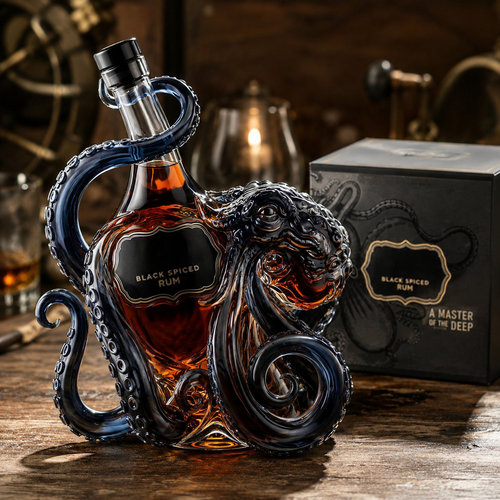 🎁 Father’s Day 49% OFF - The Rum Edition 3D Octopus Bottle 🐙🥃