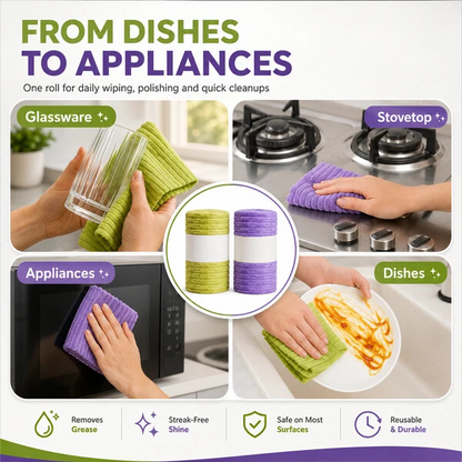 Multipurpose Reusable Tear-Off Cleaning Cloth Roll