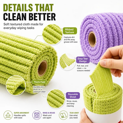 Multipurpose Reusable Tear-Off Cleaning Cloth Roll