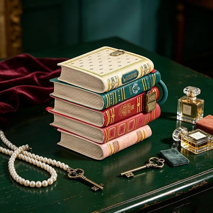 The Literary Stack Handbag – Vintage Crossbody & Top Handle Bag
