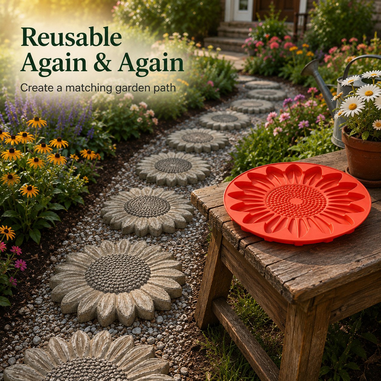 💥 LAST DAY 49% OFF - 🌻 Reusable Sunflower Stepping Stone Mold (📦Buy 4 Free Shipping)
