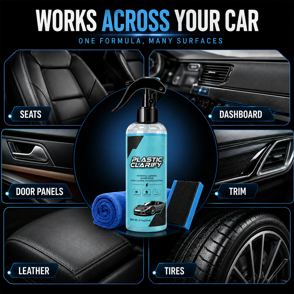 Car Plastic Trim Restorer Spray for Faded Surfaces