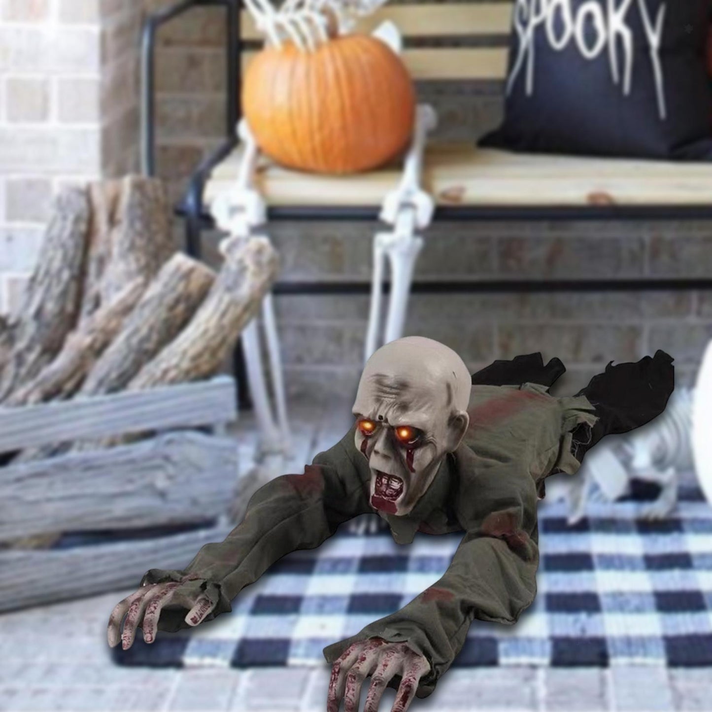 Crawling Zombie Scary Horror Bloody Haunted Animated Prop Halloween Decorations