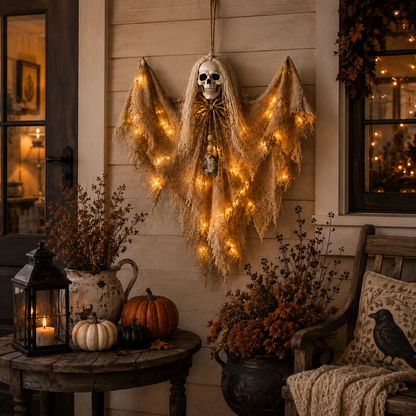 Lighted Winged Skeleton Ghost Halloween Décor