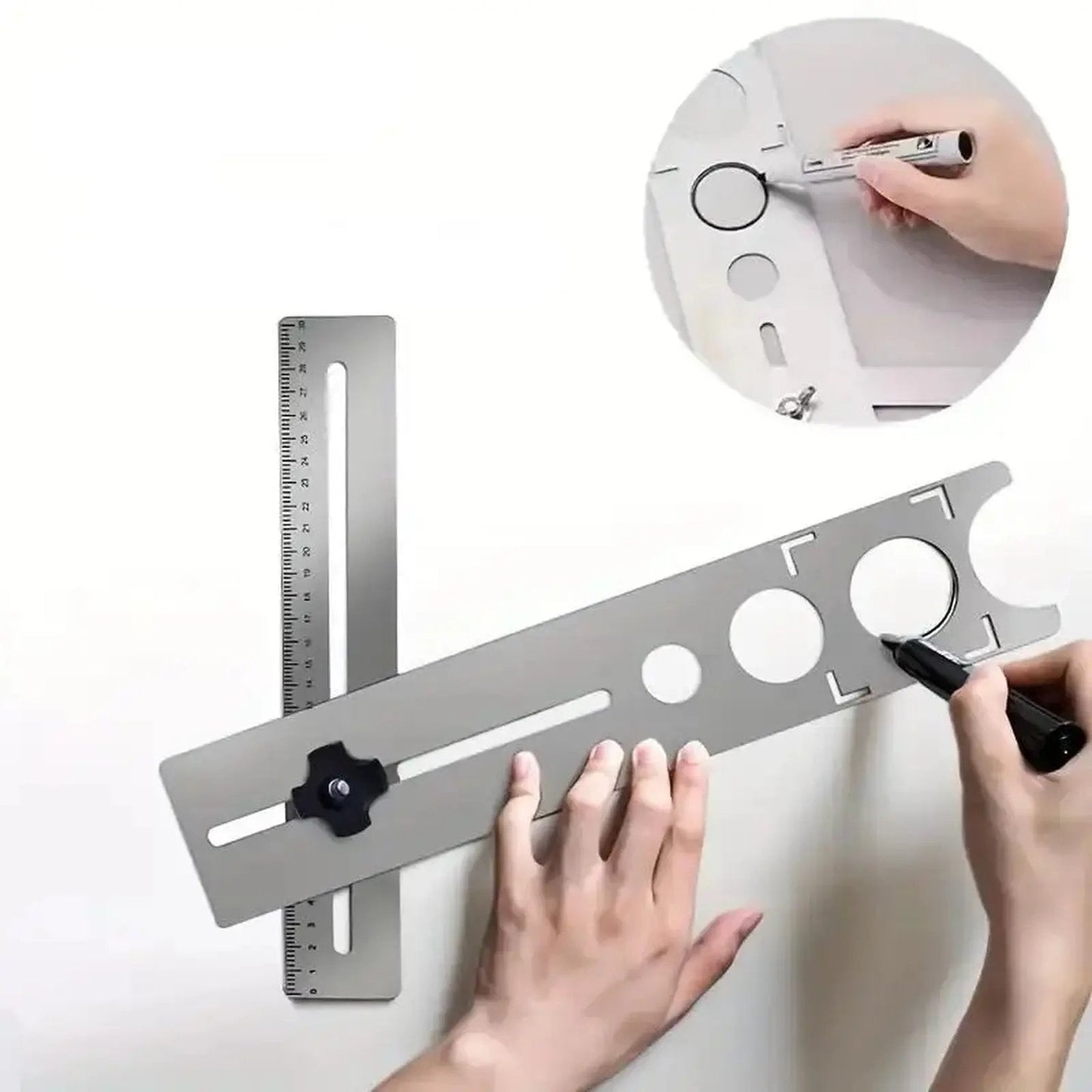 Stainless Steel Tile Drilling Locator Tool, Precision Durable Adjustable Hand-Held Positioning Jig