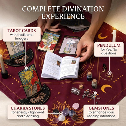 🔥 HOT SALE 🔥🔮 ALL-IN-ONE CLASSIC TAROT KIT – Complete Beginner Set with Guidebook & Crystals  🌟