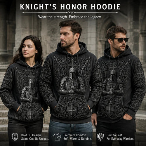 Men's Vintage Knights Templar Faith Print Casual Hoodie