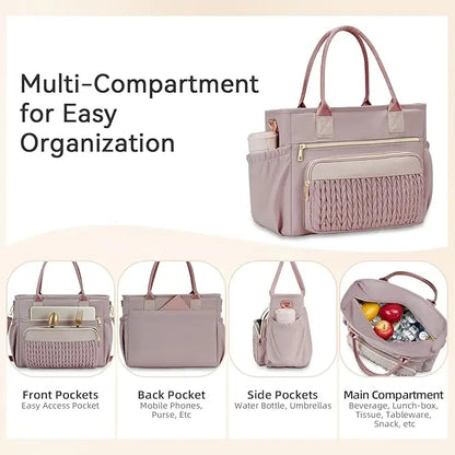 Insulated Lunch Tote for Women – Stylish Leakproof Cooler Bag with Adjustable Strap & Side Pockets