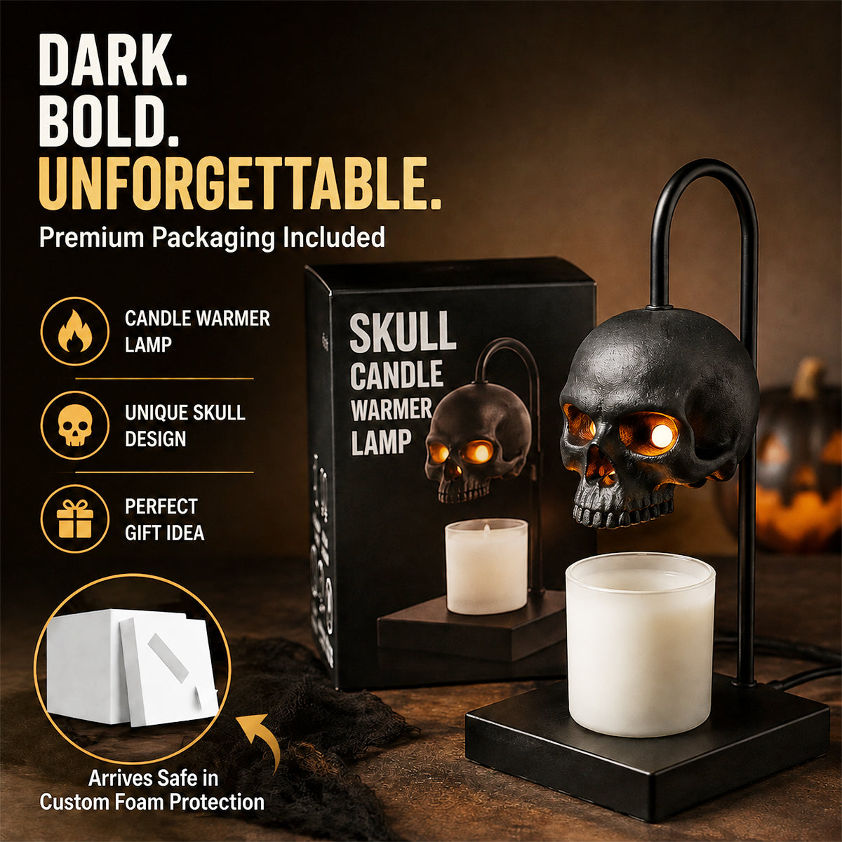 Gothic Skull Candle Warmer Lamp