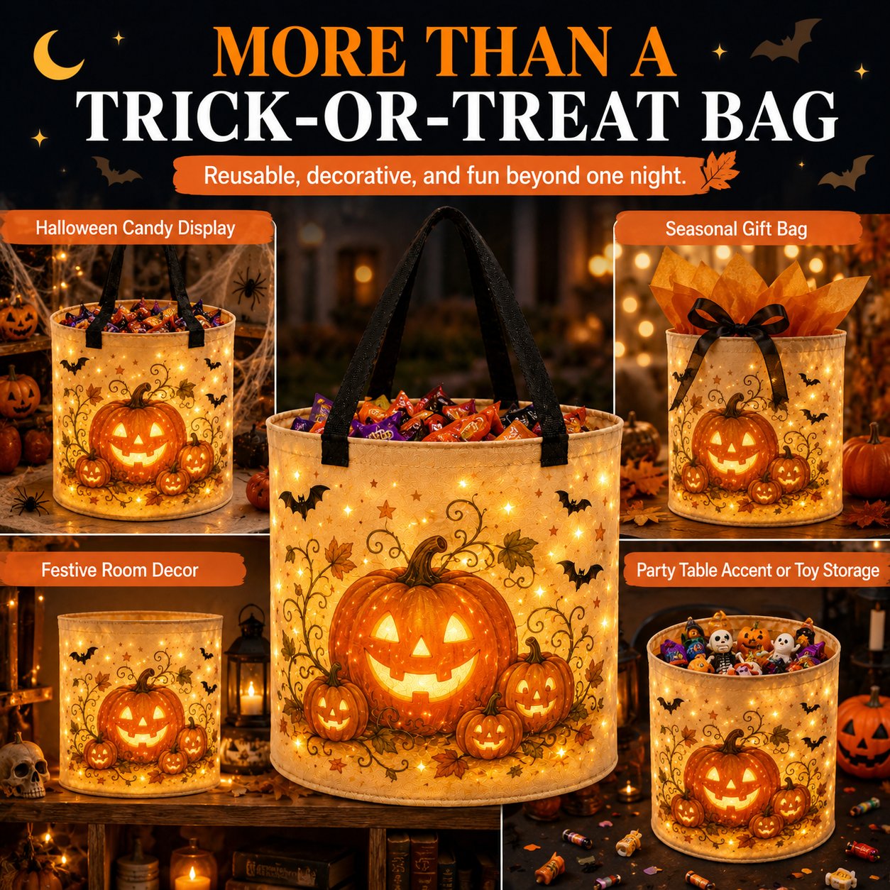 🎃LED Halloween Trick-or-Treat Candy Bag🍬