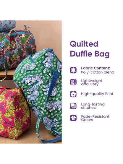 Turtle Charm Quilted Duffle Bag