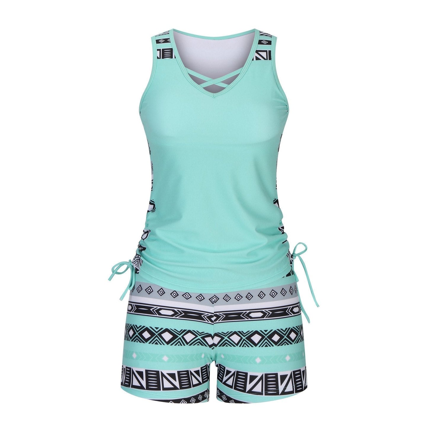 ⏰LAST DAY 50% OFF - Miraclesuit Women's Tummy Control Tankini Set with Built-In Bra – Flattering Boho Swimwear with Shorts