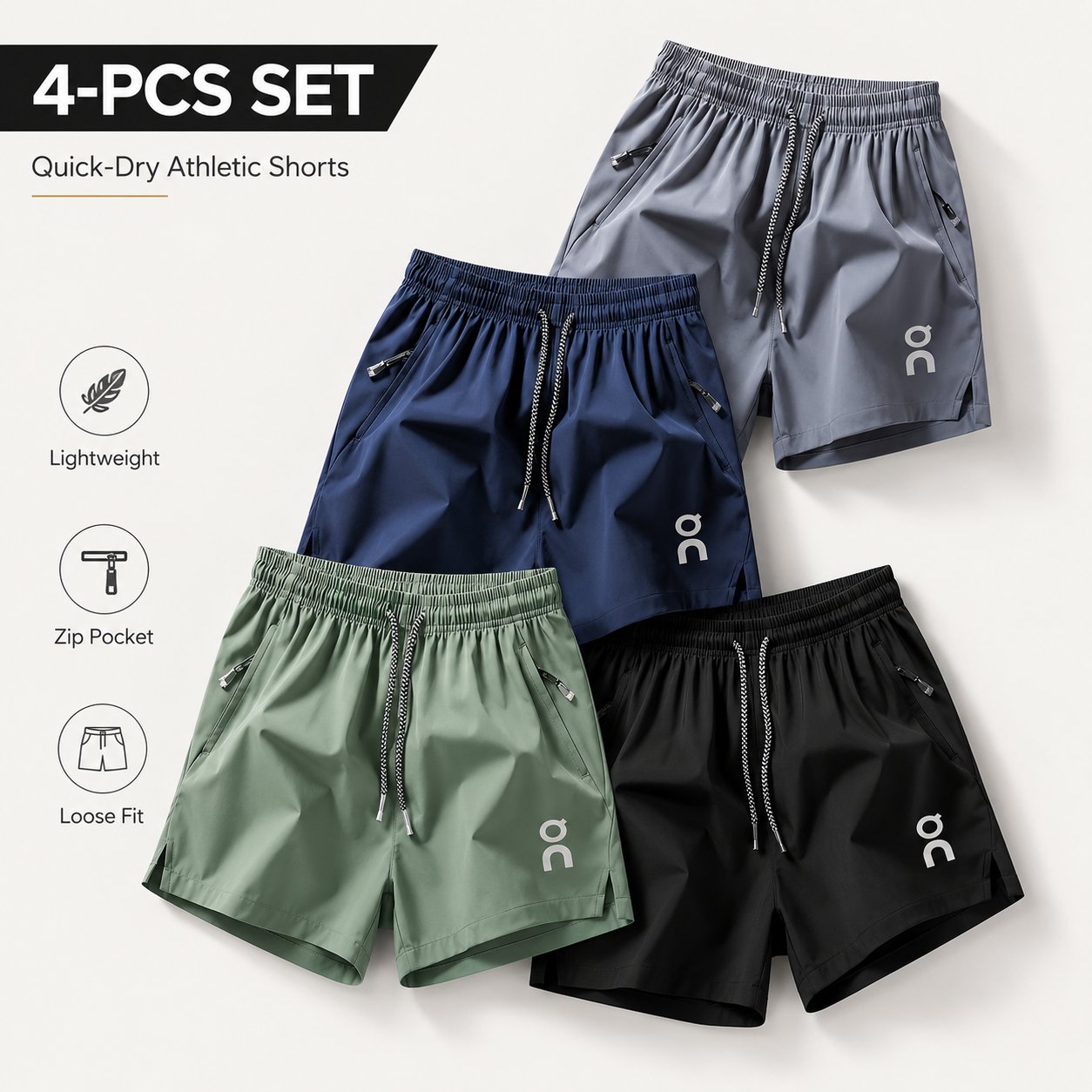 ❄️ Ice Silk Quick-Dry Athletic Gym Shorts 4-Piece Pack – Unrestricted Breathable Comfort