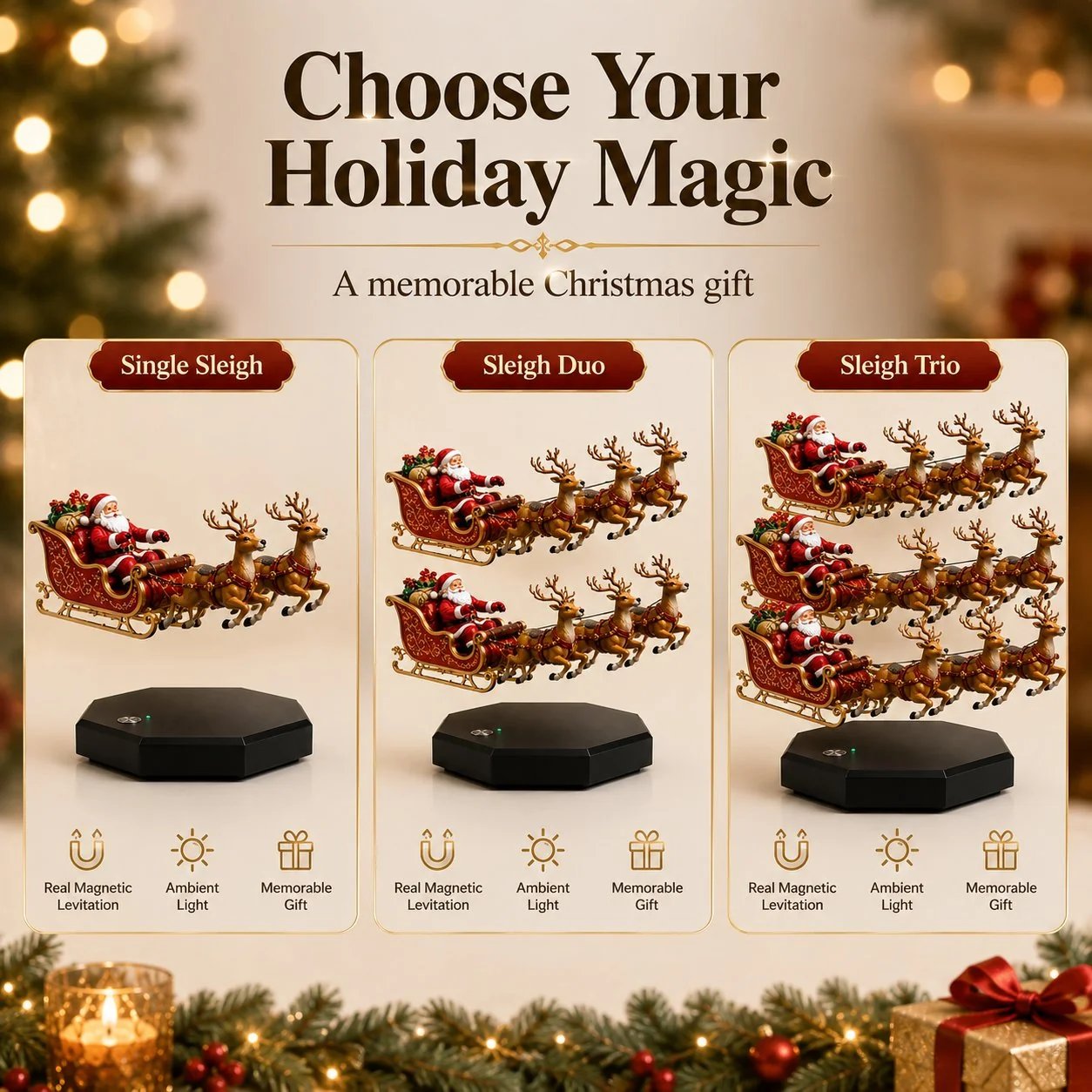 🔥🎅 Santa’s Flying Sleigh — Magnetic Levitation Christmas Display ✨