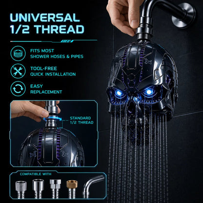 Cyber Mecha Skull Color Changing LED Shower Head