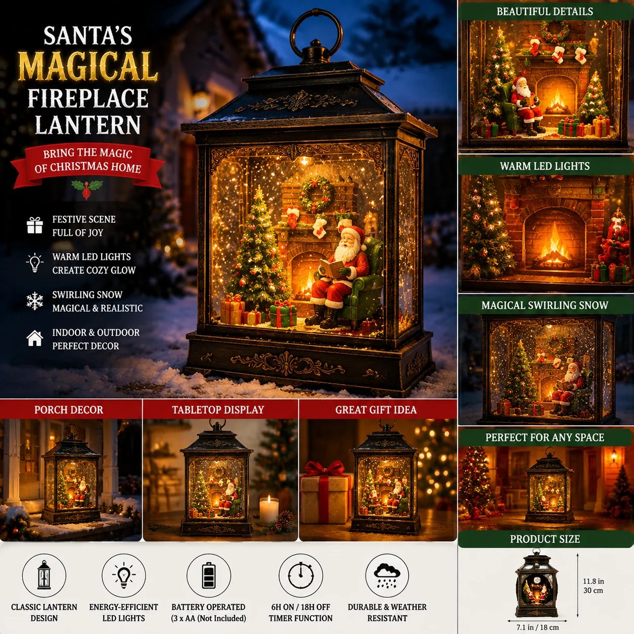 🎅 Santa's Magical Fireplace Lantern🎄 Bring the Magic of Christmas Home ✨