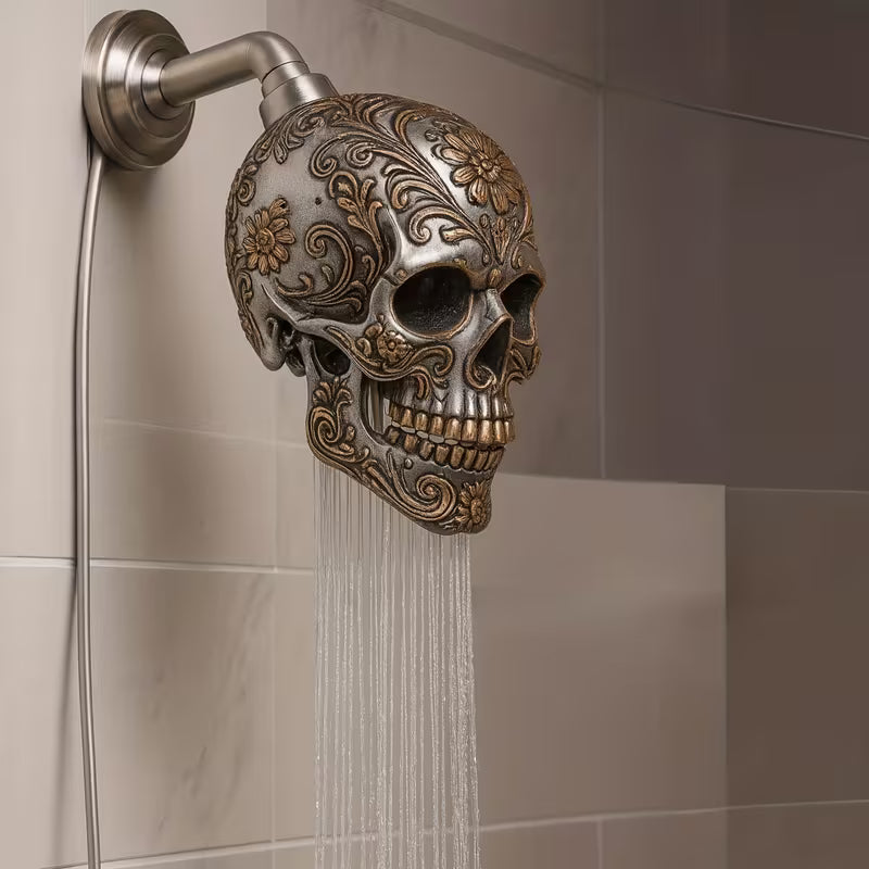 Ornate Engraved Skull High Pressure Shower Head