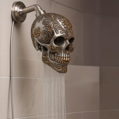 Ornate Engraved Skull High Pressure Shower Head