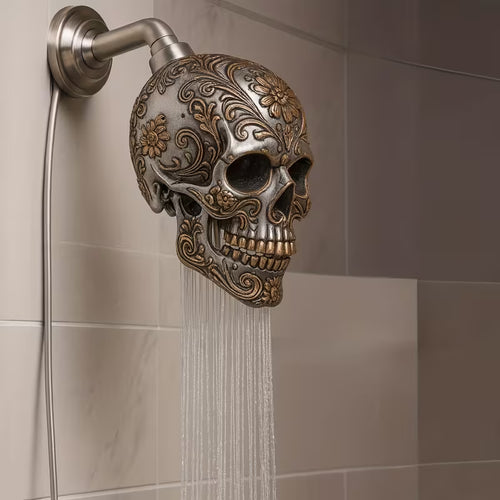 Ornate Engraved Skull High Pressure Shower Head
