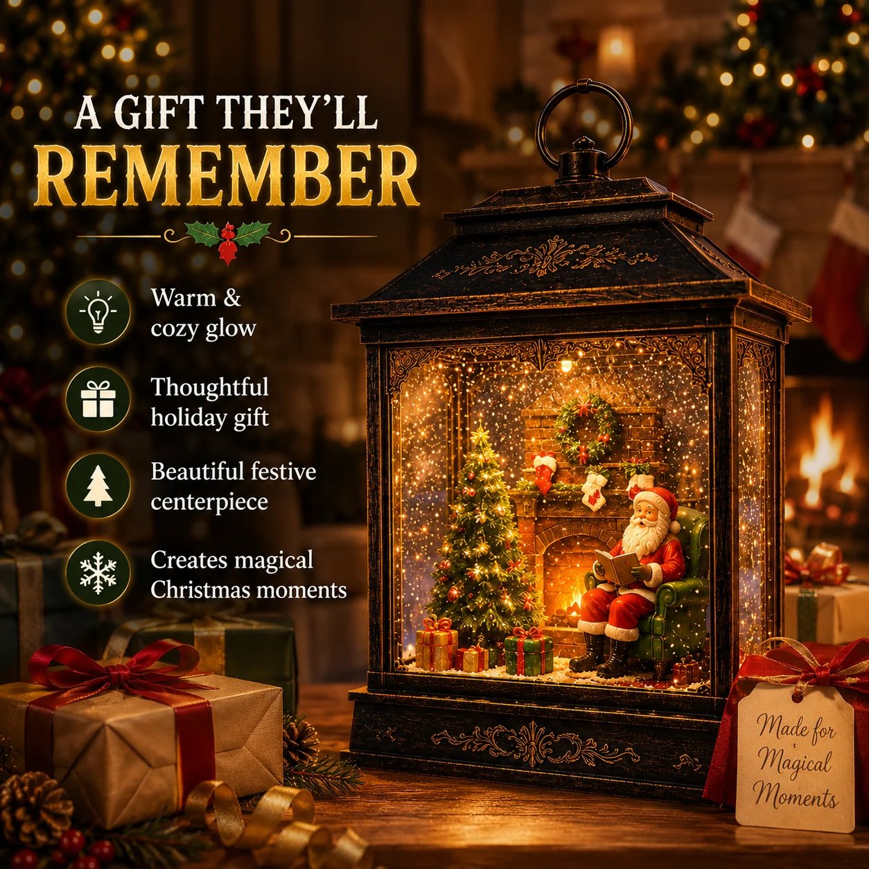 🎅 Santa's Magical Fireplace Lantern🎄 Bring the Magic of Christmas Home ✨