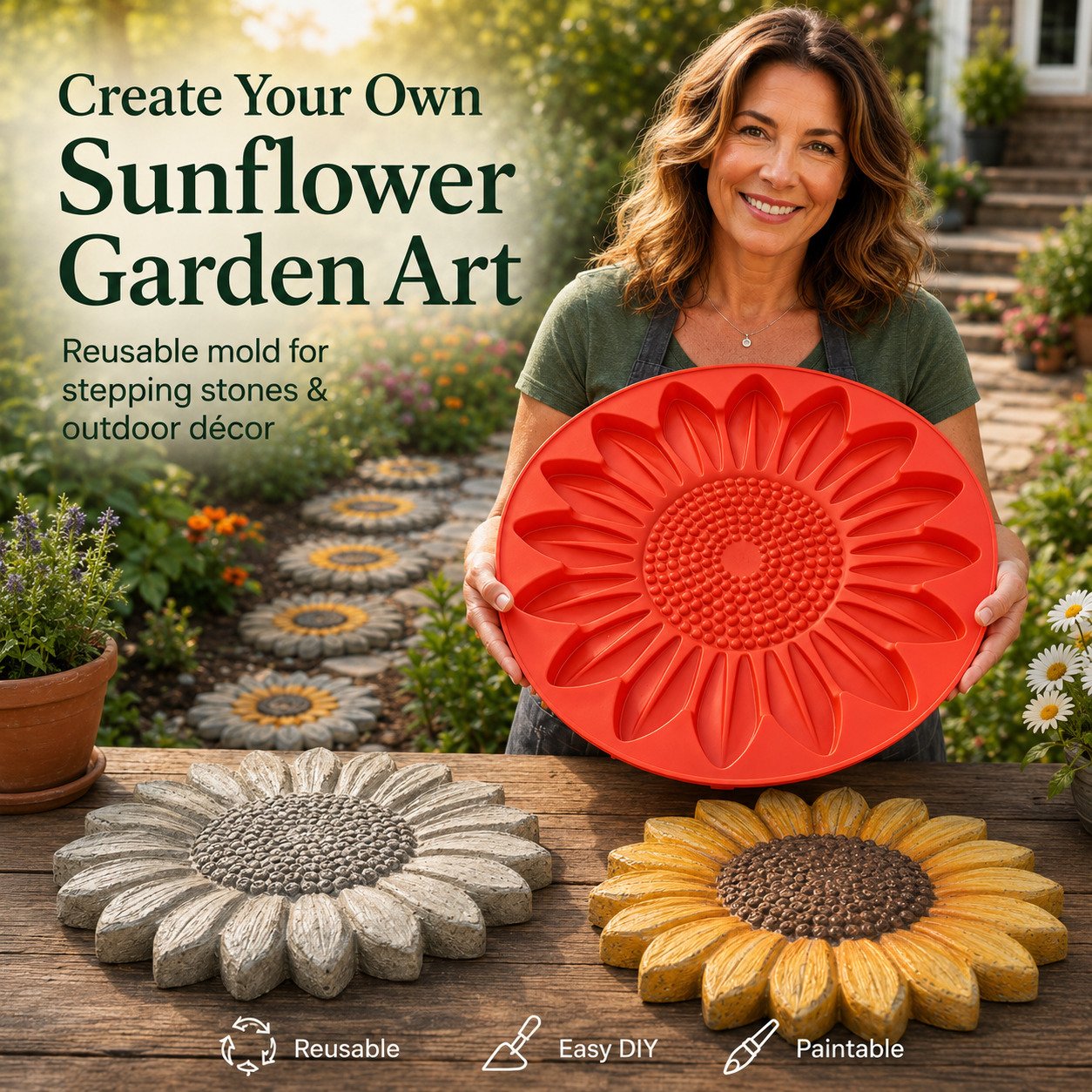 💥 LAST DAY 49% OFF - 🌻 Reusable Sunflower Stepping Stone Mold (📦Buy 4 Free Shipping)