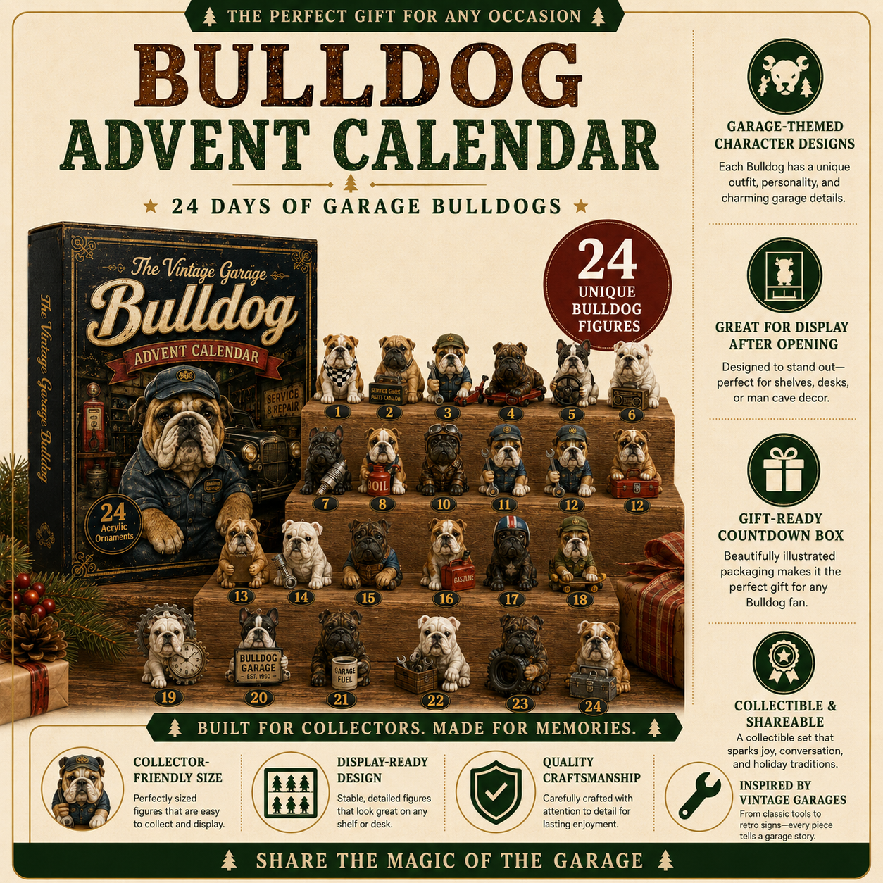 🔥🔧 Vintage Garage Bulldog Advent Calendar 2026 – 24 Days of Classic Bulldog Garage Surprises