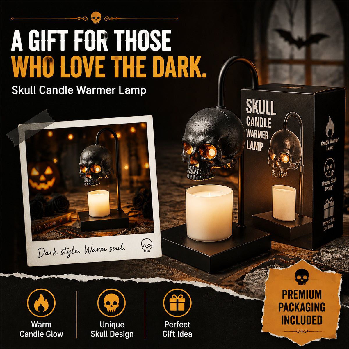 Gothic Skull Candle Warmer Lamp